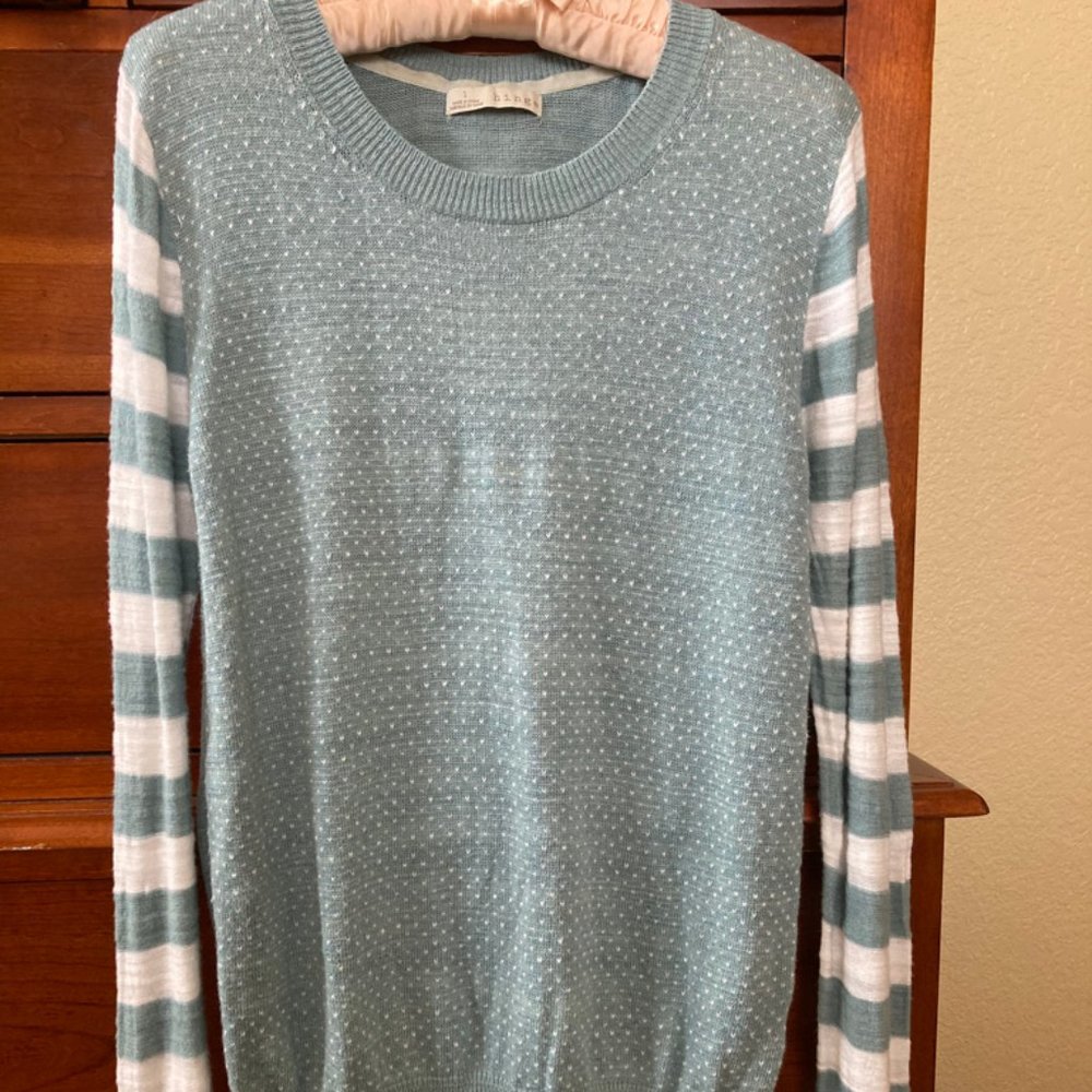 Hinge Crew Neck Stripes & Polka Dot Sweater